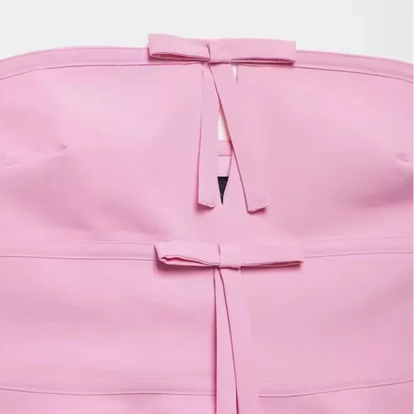 NWT Zara Strapless Pink Bow Top - Picture 2 of 12